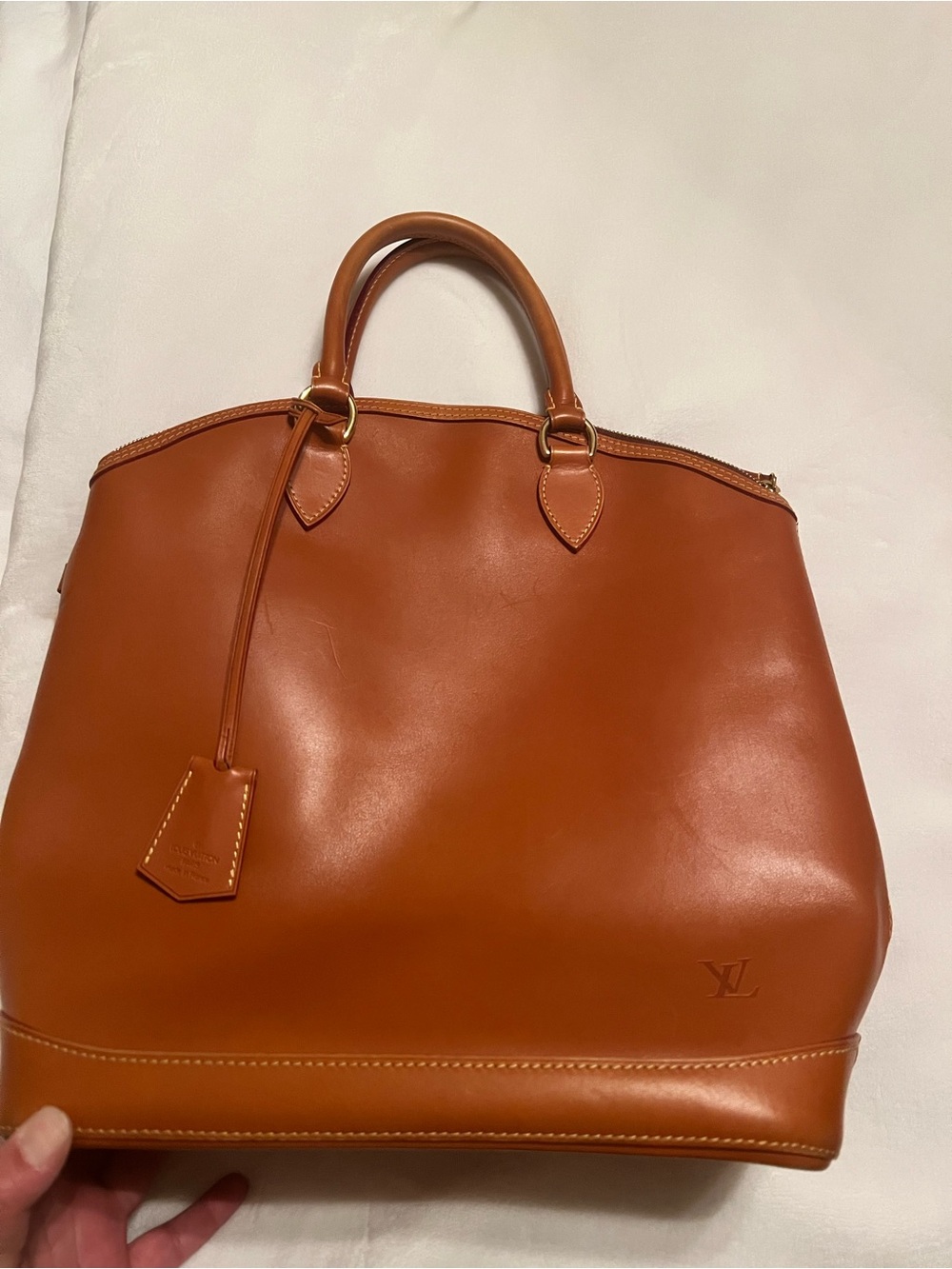 Louis Vuitton Tan Leather Tote with Natural Stitching